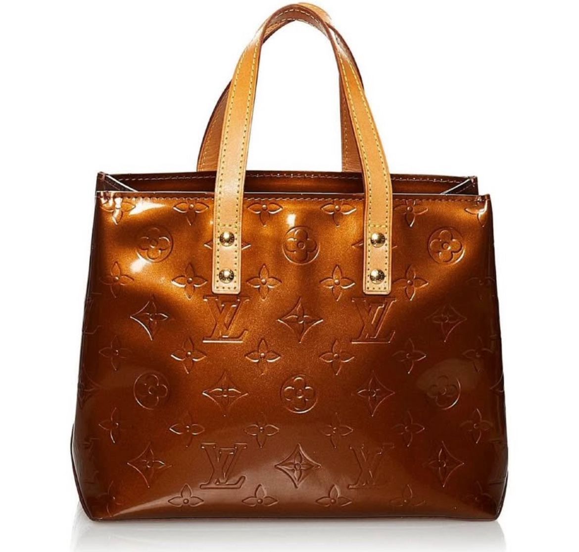 Authentic Louis Vuitton Vintage MI0092 Copper Bronze Vernis PM Tote Purse Bag