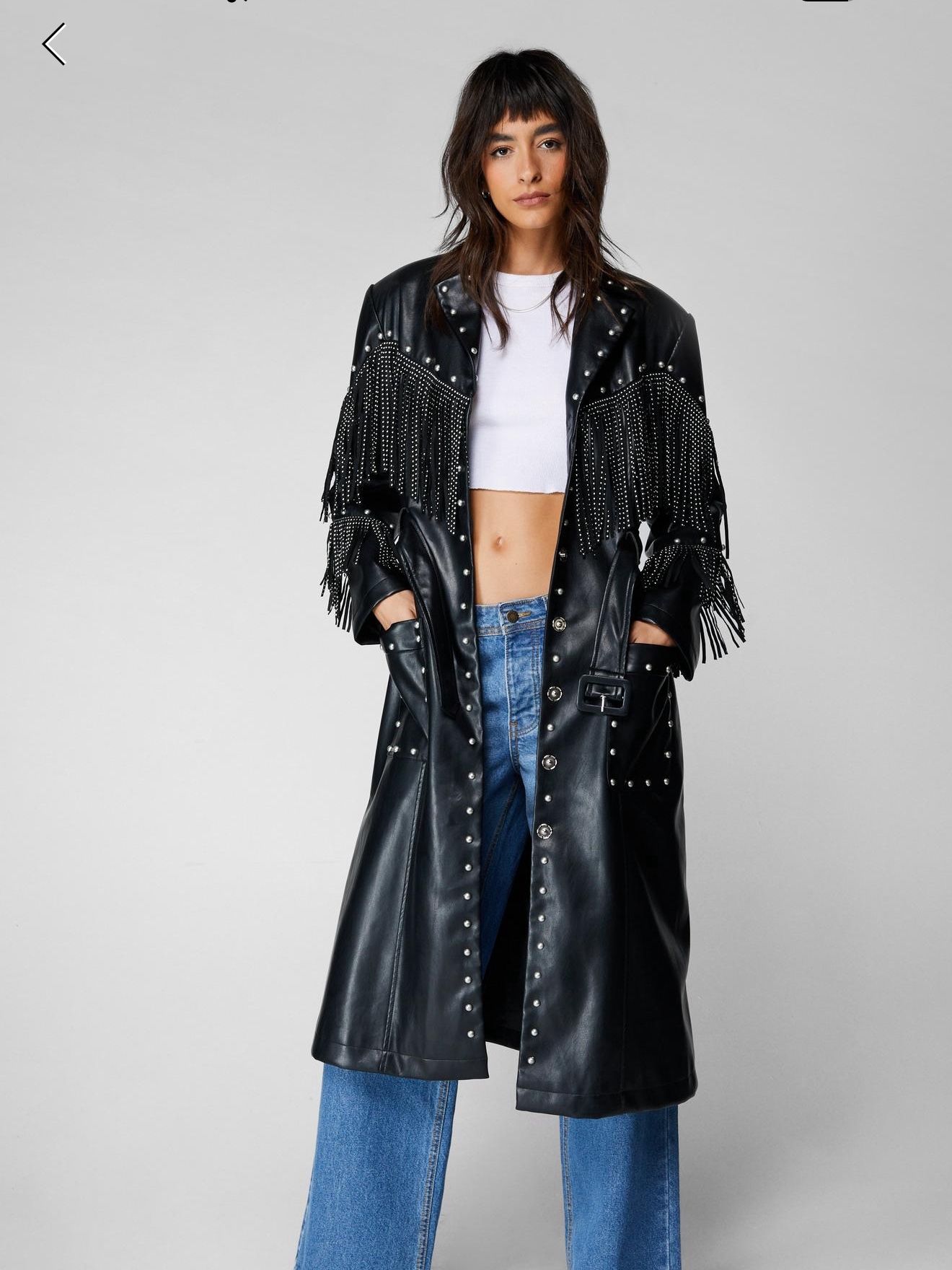 Nasty Gal Studded Western Fringe Jacket