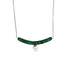 14k Green Diopside And Diamonds Necklace