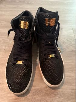 Nike Air Force 1 High Premium "Black Snakeskin / Gold" size 13