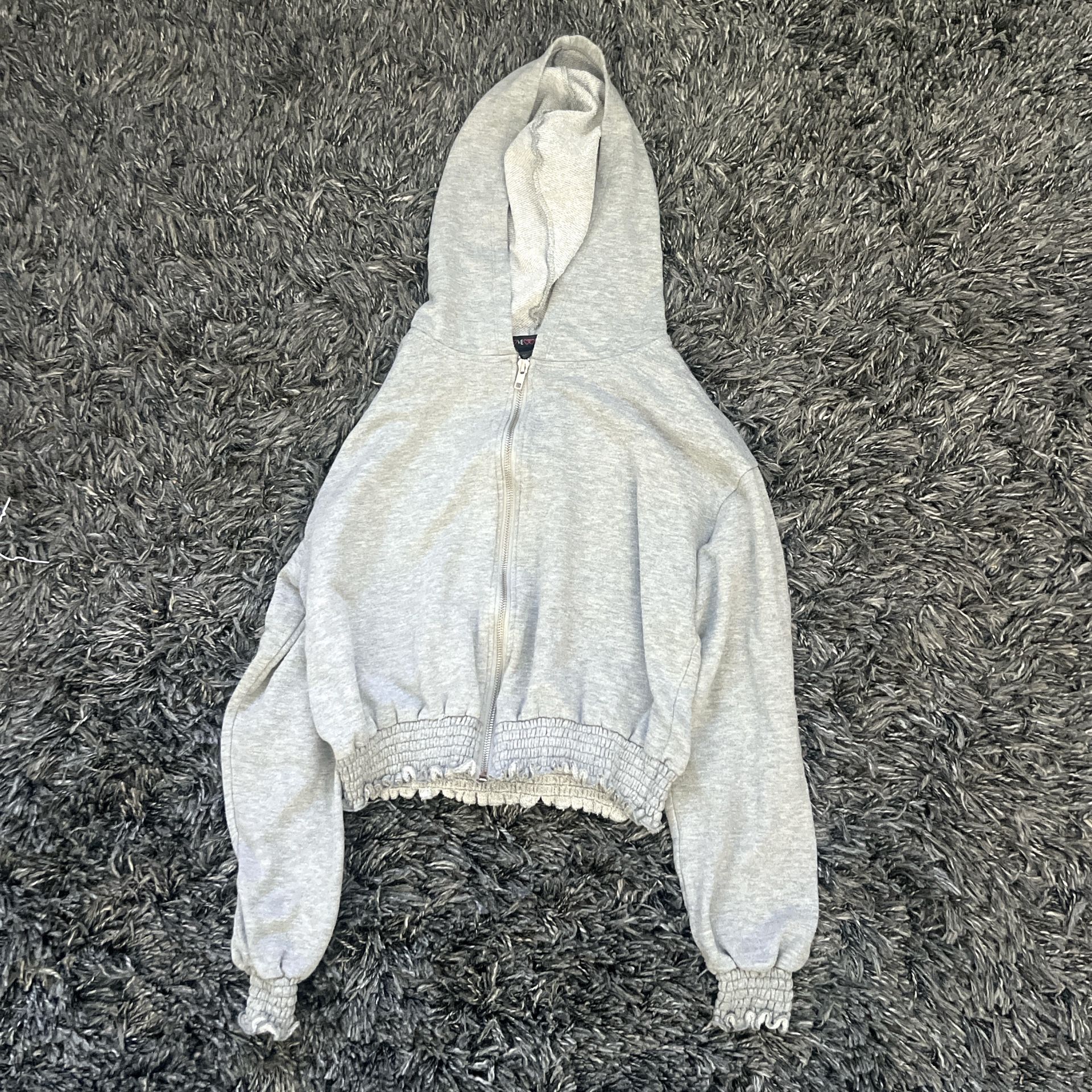 Cropped grey zip up hoodie