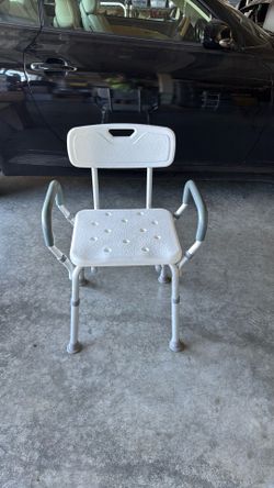 Shower Chair with Removable Arms and Back for Elderly & Disabled or Adults - adjustable height