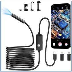Endoscope Camera with Light,1920P HD Borescope with 8 Adjustable LED Lights, Endoscope with Semi-Rigid Snake Cable, IP67 Waterproof Inspection Boresco