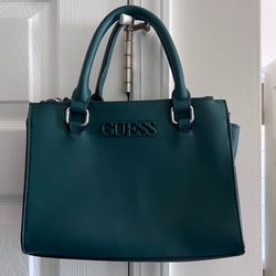Guess dark green satchel handbag