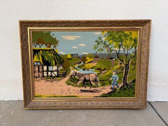 Vintage Framed Needlepoint Artwork