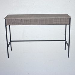 Claret Wood And Black Metal Mid Century Desk With Drawers 