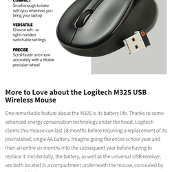 Logitech M325 USB WIRELESS MOUSE