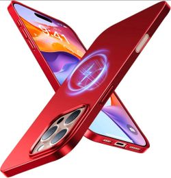 TORRAS Ultra-Slim Magnetic Back Case for iPhone 16 Pro Max, PC Red