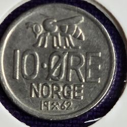 1962 Norway 10 Ore Coin