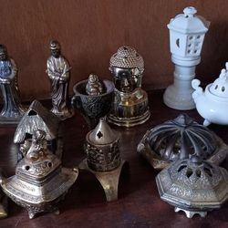Brass, Bronze, Porcelain Assorted Budda Insense Burners