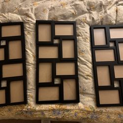 3 Black Collage Wall Frames, Plus Bonus Silver 8x 10 Frame 