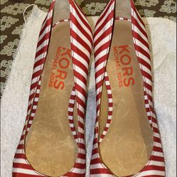 Michael Kors Red And White Striped Heels
