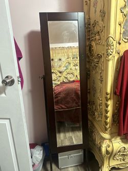 standing mirror and jewelry armoire