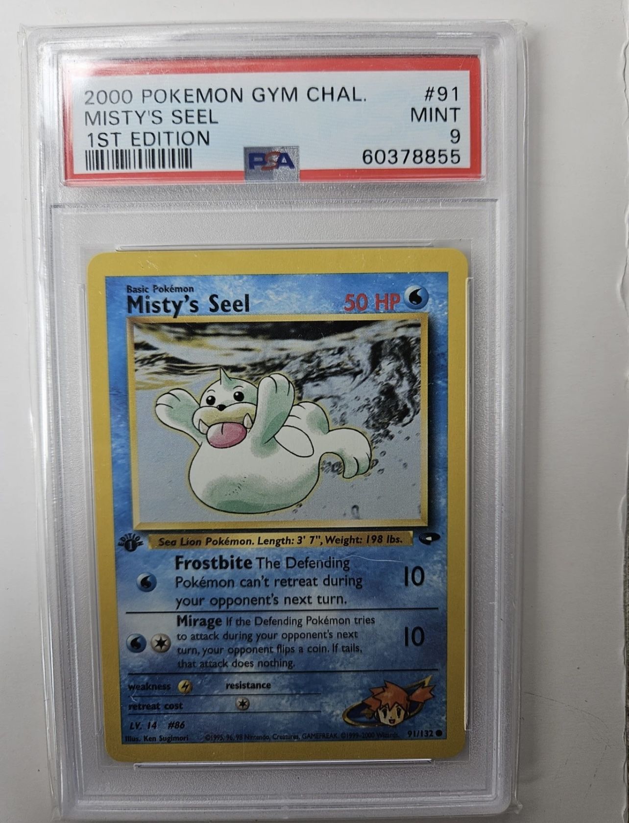 2000 Pokémon Gym Chal Misty’s Seel 1st Edition #91 PSA 9