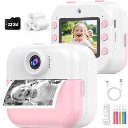 Brand New Kids Camera Instant Print Camera for Kids Quick-Release Prints Christmas Birthday Gifts Age 6-12,Selfie Digital with 1080P Video