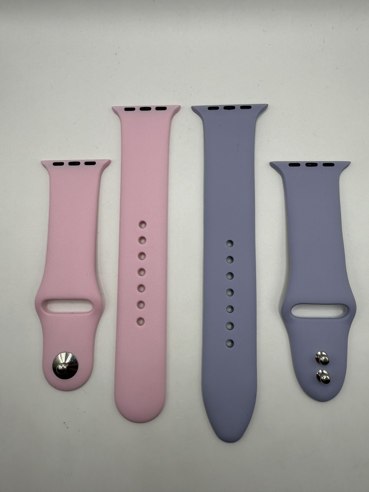 (2) Lot Pink & Lavender Silicone Band Strap For Apple Watch 42mm 44mm Size