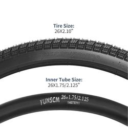 YUNSCM 26" E-Bike Tires 26 X 2.10 (56-559) and 26" Bike Tubes