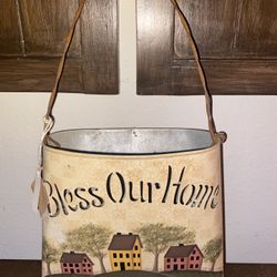 Bless Our Home Farmhouse Tin Candle Wall Decoration