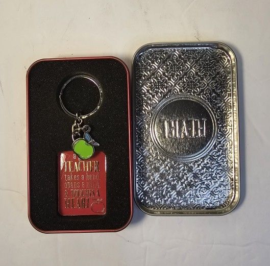 Teacher Touches A Heart Keychain Ring