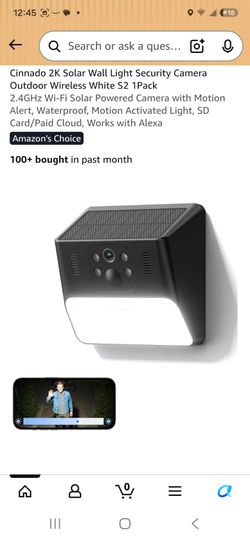 Cinnado 2K Solar Wall Light Security Camera S2