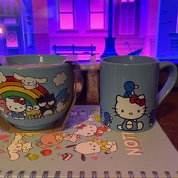 BNWT Hello Kitty, Ceramic Bowl With Chopsticks And Matching Mug