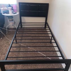 Unisex Black Twin Metal Bed Frame