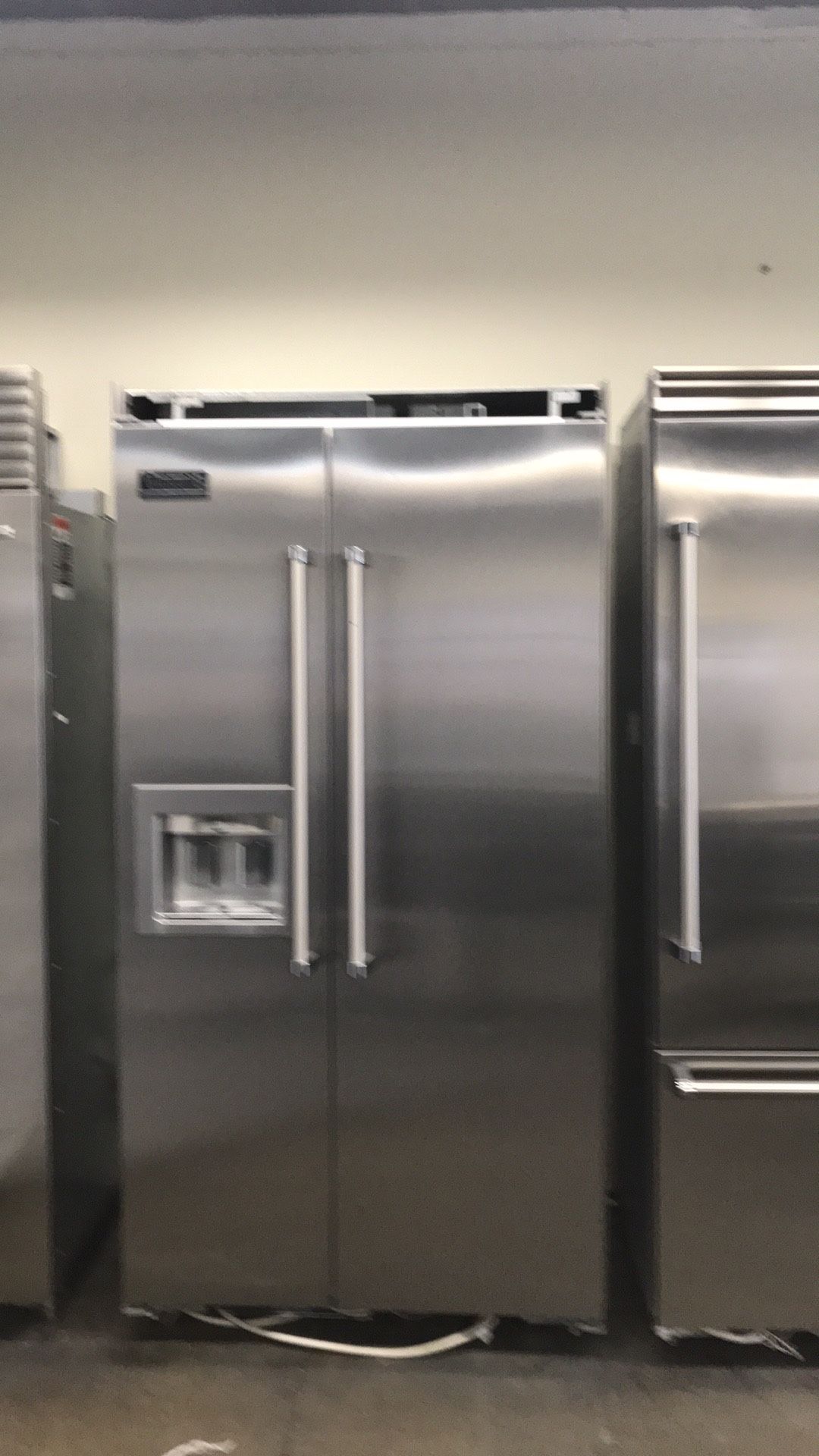 Viking 42”Wide Stainless Steel Built In Side By Side Refrigerator 