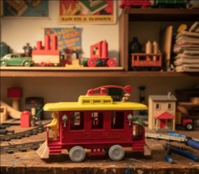 RARE VINTAGE TROLLEY TRANSIT TOY.