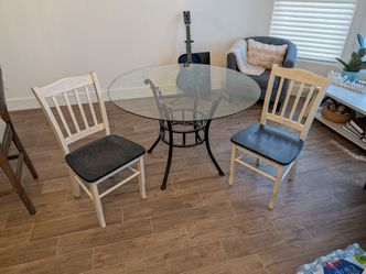 Two chairs and glass table 30x45