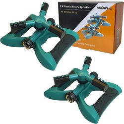 MAXFLO Sprinklers for Yard 2 Pack - Heavy Duty Water Sprinklers for Lawn - Garden Sprinkler for Yard 360 Degree Rotary Sprinkler Watering System