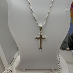 925 Sterling Silver Chain And Pendant Small 24” Long Cadena Con Dije De Plata Italiana 