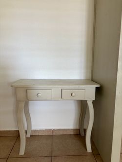White Wood Console Table with Two Drawers