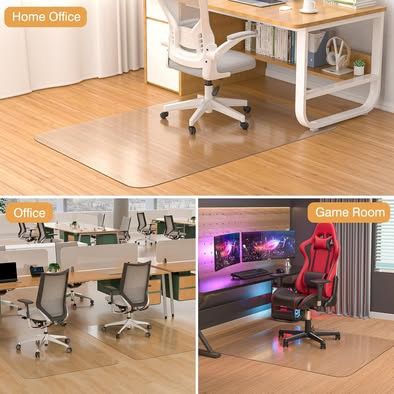 Office Chair Mat for Hardwood Floor, 46" x 60" Clear Plastic Desk Floor Protector