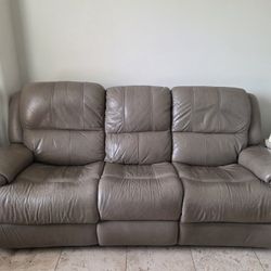 Leather Sofa Double Recliner
