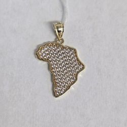 10kt Gold CZ Stone Africa Charm