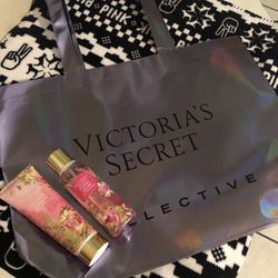 Victoria’s Secret Pink Set Foral Affair And Holographic Tote Bag 