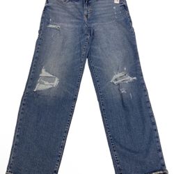 OLD NAVY HIGH-WAISTED OG STRAIGHT RIPPED JEANS WOMEN'S DAHLIA SIZE 14