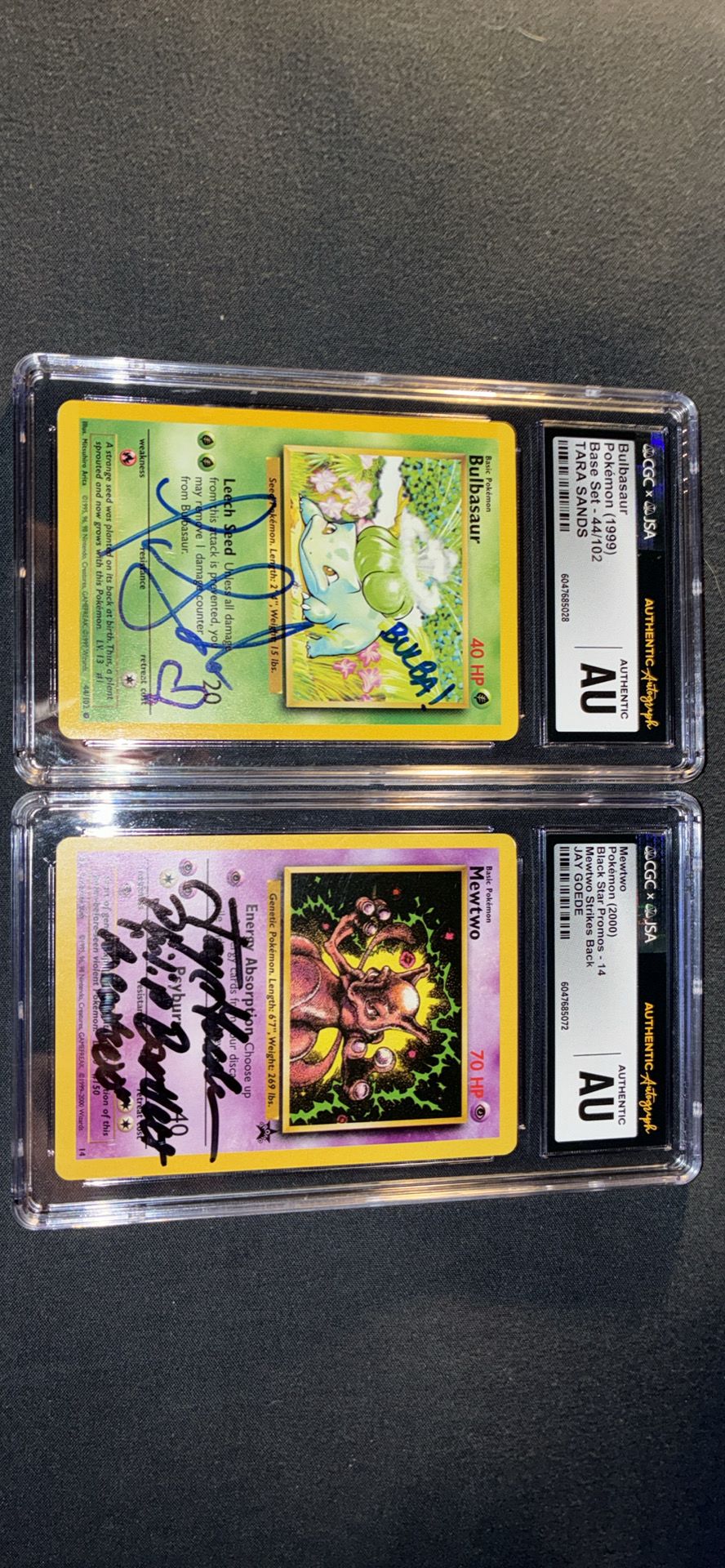 1999 and 2000 Pokemon signed authenticated cards