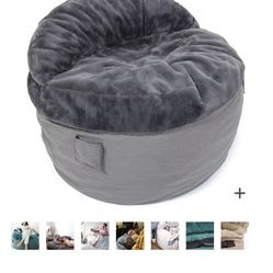 CordaRoys Queen Bean Bag Bed - NEST Gray Bunny Fur