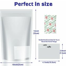 1 Gallon Mylar Bags with 500cc(50 Packets) Oxygen Absorbers,5 mil 50 Bags 10" x 14" Stand-Up Zipper Pouches Mylar Bags for Long Term 

