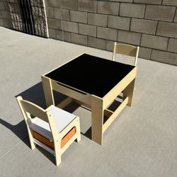 NEW Kids Table & Chair Set w/Removable Blackboard, Toddler Table & Chairs w/Storage Drawer, Kids Activity Table For Classroom, Playroom
