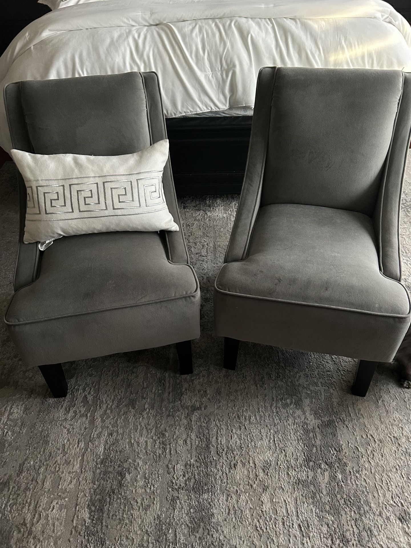 Gray Velvet Accent Chair Set