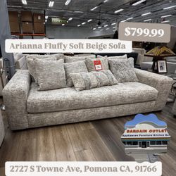 Arianna Fluffy Beige Soft Sofa 