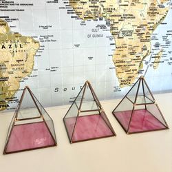THREE Pink & Gold Display Pyramid