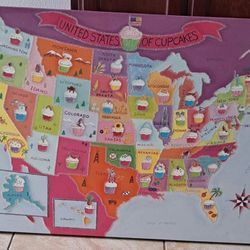 Cuadro Infantil De Los EU  Con Colores Llamativos Ideal Para Niños.