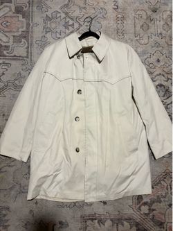 Vintage Whaling Manufacturing Co. Men's Cream Trench Coat with Faux Fur Size 42R