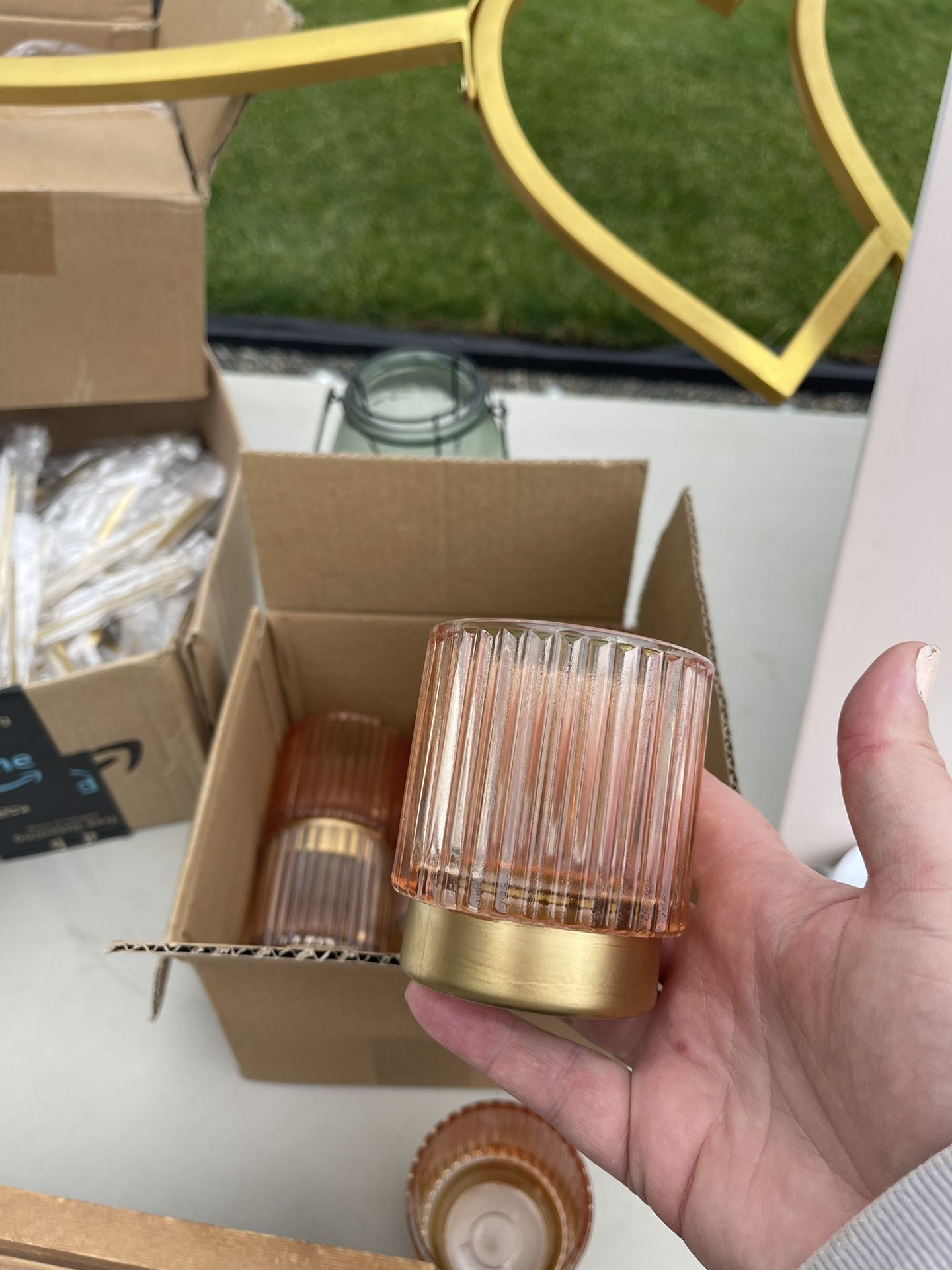 Amber Glass Votives - Wedding