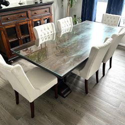 Dining Table With 6 Chairs And Sideboard Solid wood   