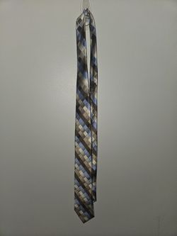 Van Heusen Brown & Blue Geometrical Pattern Tie