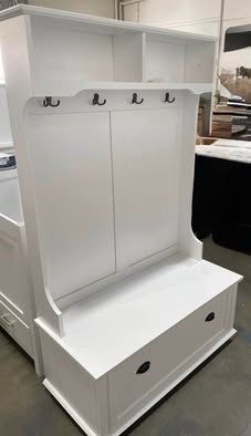 Newly Assembled Hall Tree Bench for Entryway Open Shelves Shoe Cabinets Coat Storage Hook
